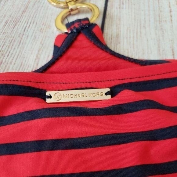 Michael Kors Nautical Stripe Cut Out Chain Accent Monoki Red/Navy Size 10 - Picture 7 of 12
